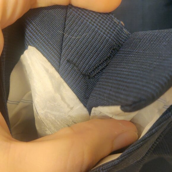 LBM 1911 Lubiam navy check 36US 46EU slim skinny fit unlined low rise 100% wool - Picture 3 of 10